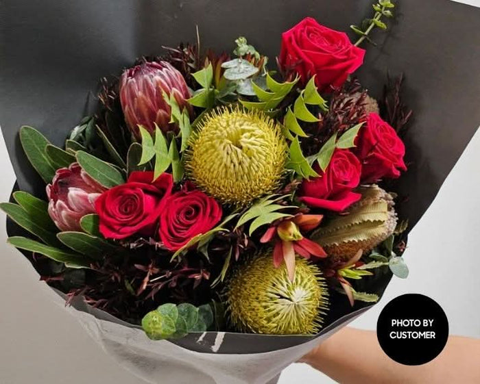 wild red enchantment bouquet customer photo